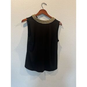 Moa Moa‎ Black Blouse W/ Jeweled Collar. Size Small